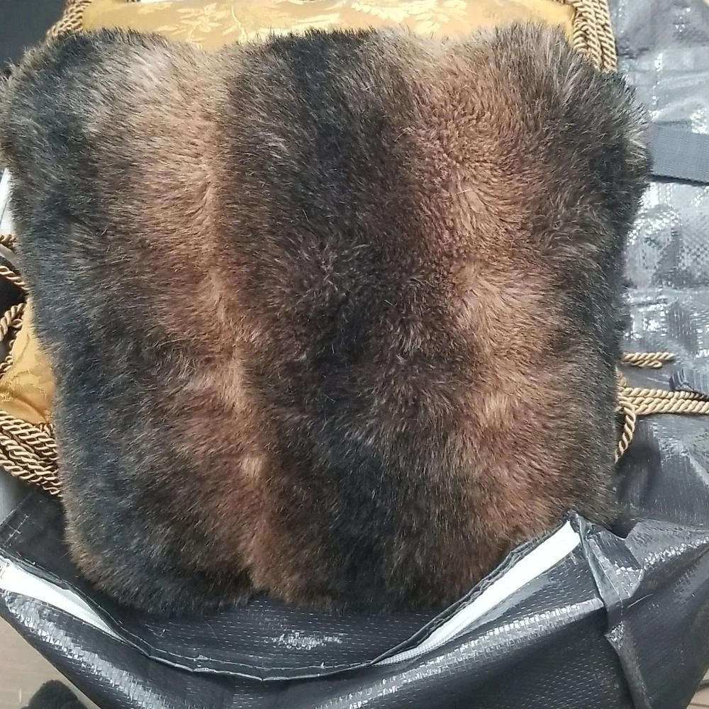 Rich Brown Faux Fur Mink Accent Pillow